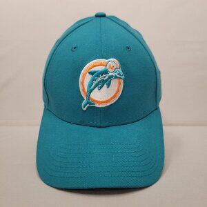 Vintage Y2K NFL Miami Dolphins Embroidered Fitted Stretch Teal Cap Hat Med/Lar